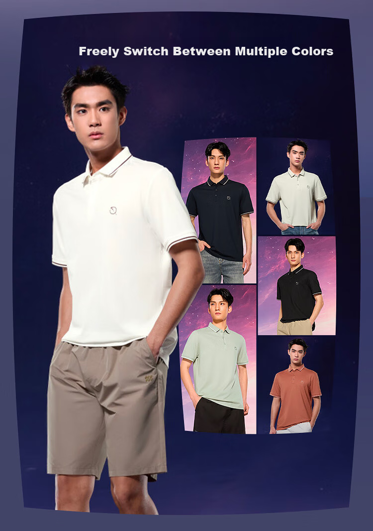 HLA Short-Sleeve Polo Shirt for Men, Three-Body Collaboration Series, Cool-Feeling Short-Sleeve Shirt for Men in Summer 10