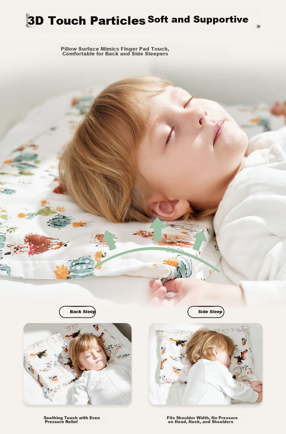 Cutelife Baby Pillow Silicone Washable Antibacterial Breathable Spinal Protection Pillow for Toddlers 1-3 Years Whale Leap Star Sea 4