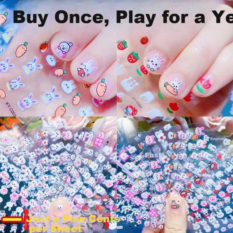 Mili Children's Night Glow Nail Stickers Non-Toxic Waterproof Girls Nail Art 3-6 Years Old Preschool Educational Toy 6