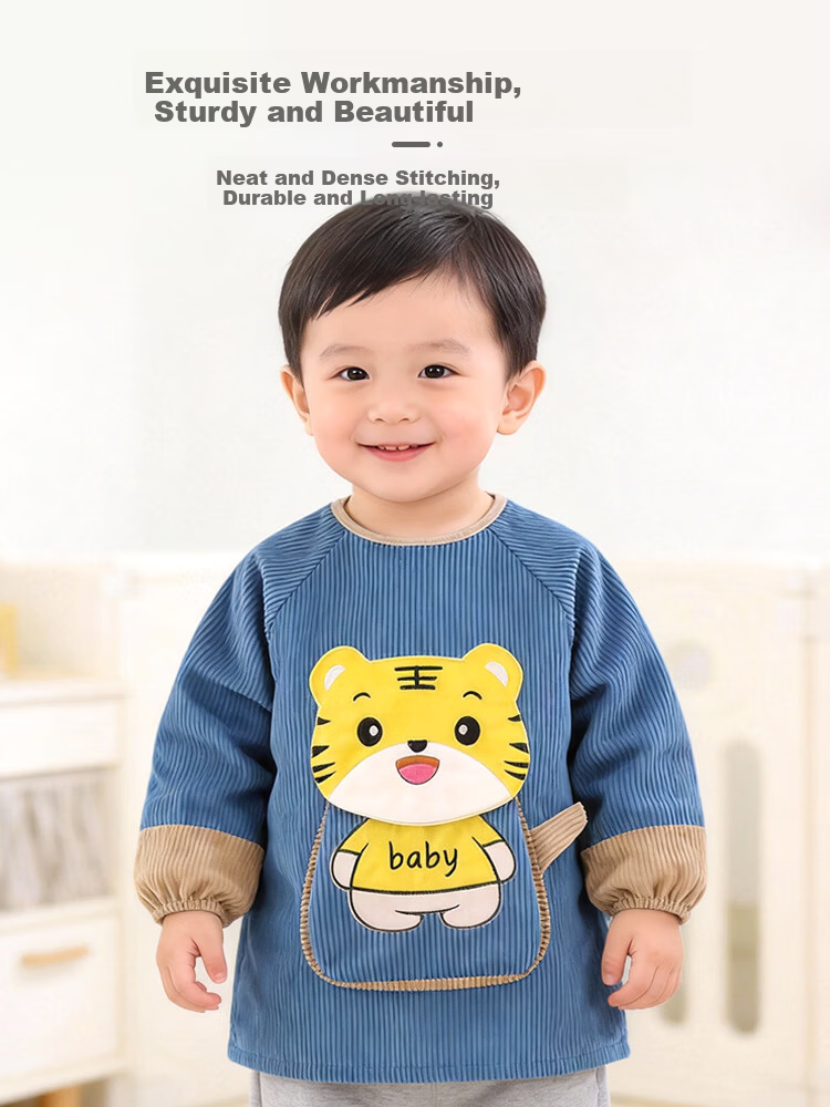 9i9 Baby Eating Bib Apron Long Sleeve Toddler Art Smock Waterproof Reversible Kids Splash-Proof Shirt A410 9