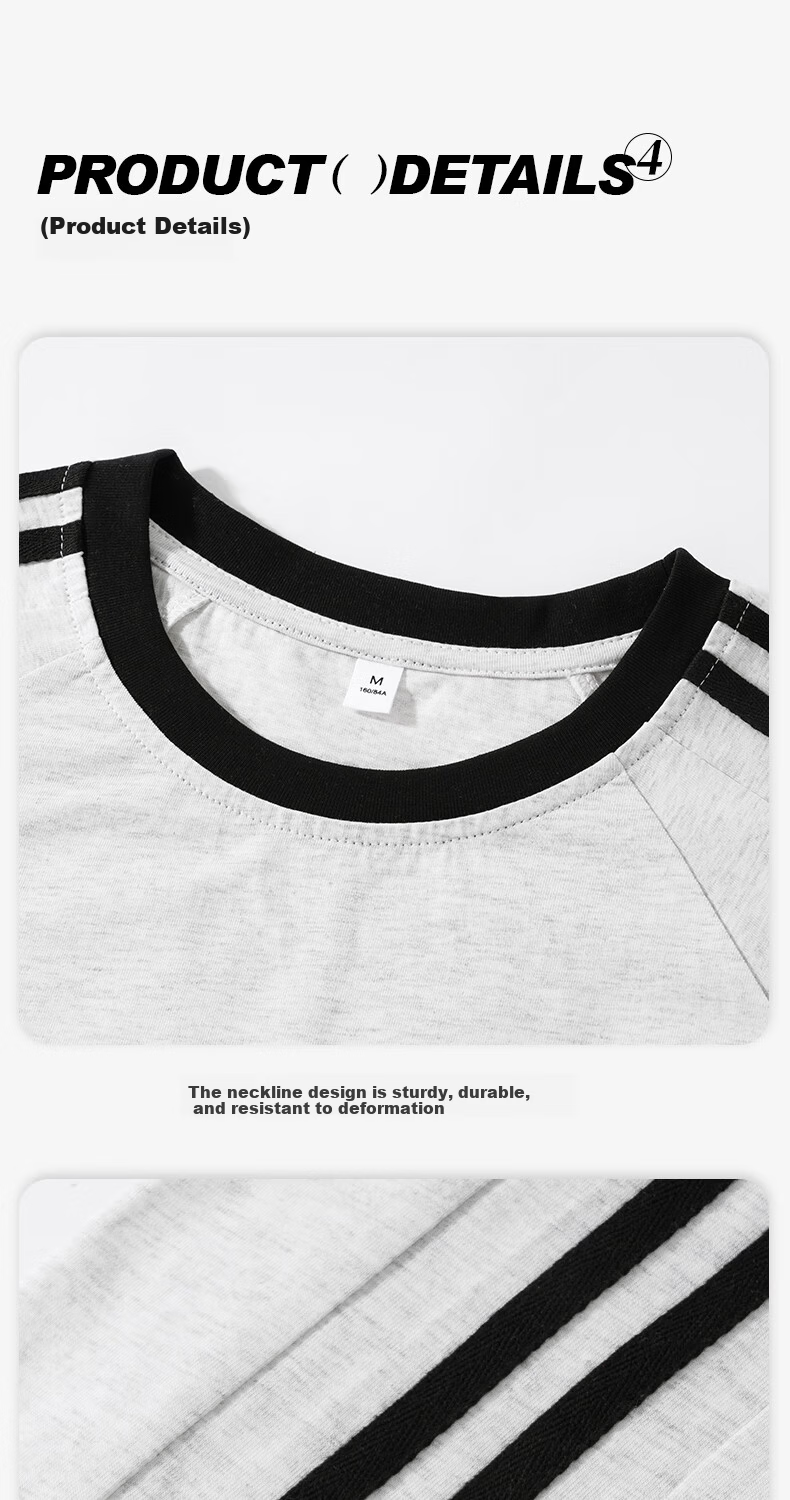 Jeanswest Women's Striped Short Sleeve T-Shirt Spring Summer New Two-Stripe Raglan American Style Cotton Loose Colorblock T-Shirt 10
