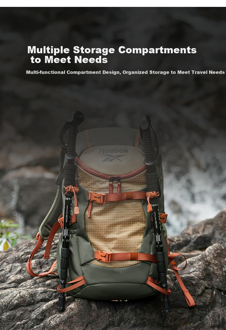 Reebok Lightweight Hiking Backpack for Men And Women, 2026 New Water-Resistant Travel Sports Outdoor Mountaineering Bag Commuter Backpack for Me 14