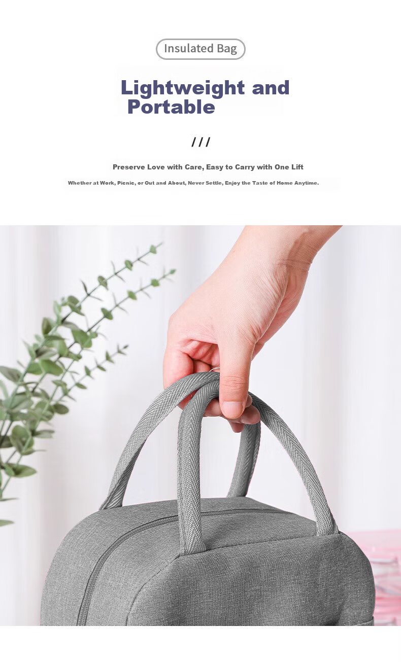 Anmai Handheld Insulated Lunch Bag, Student Meal Bag, Office Worker Bento Box Bag, Picnic Bag, Gray S1950 4