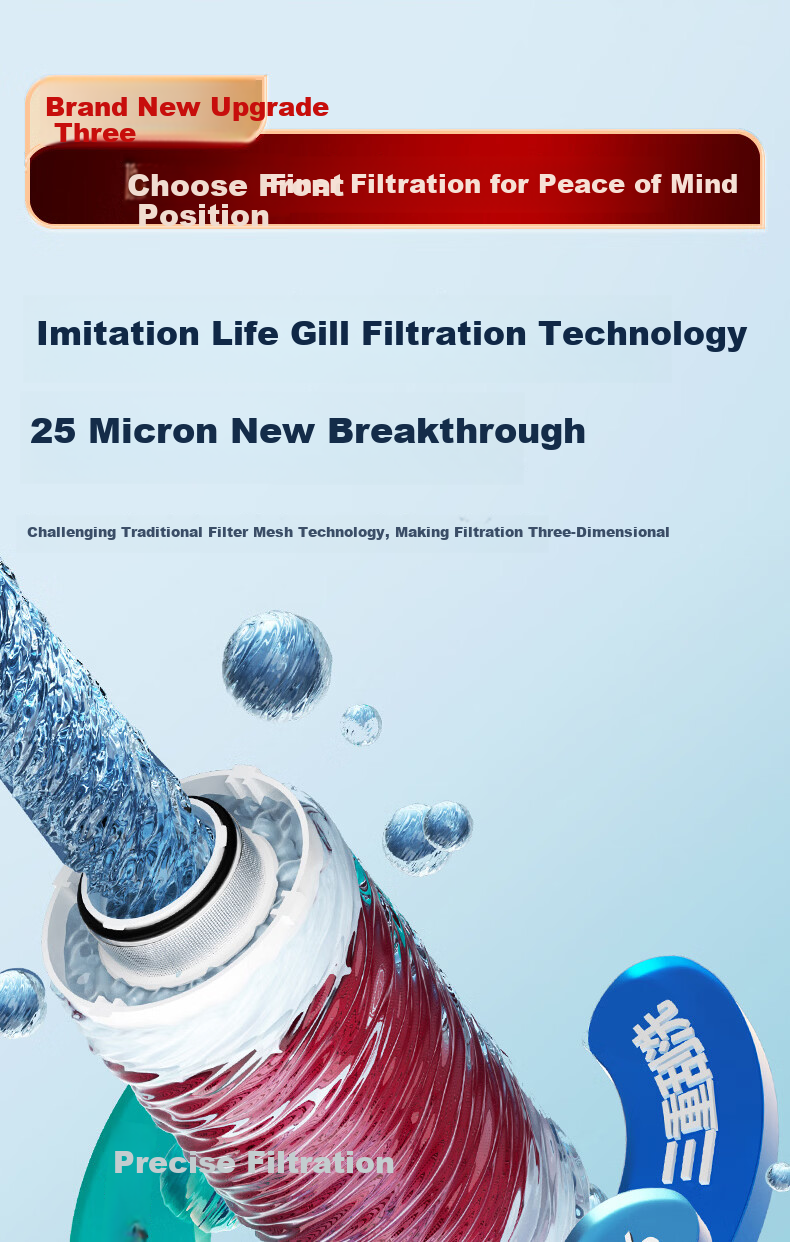 CHANGHONG 25 Micron Pre-Filter Bionic Fish Gill Disc Antibacterial Automatic Backwash Pressure Gauge Whole House High Flow Water Purifier Top 10 Water Purifier 10