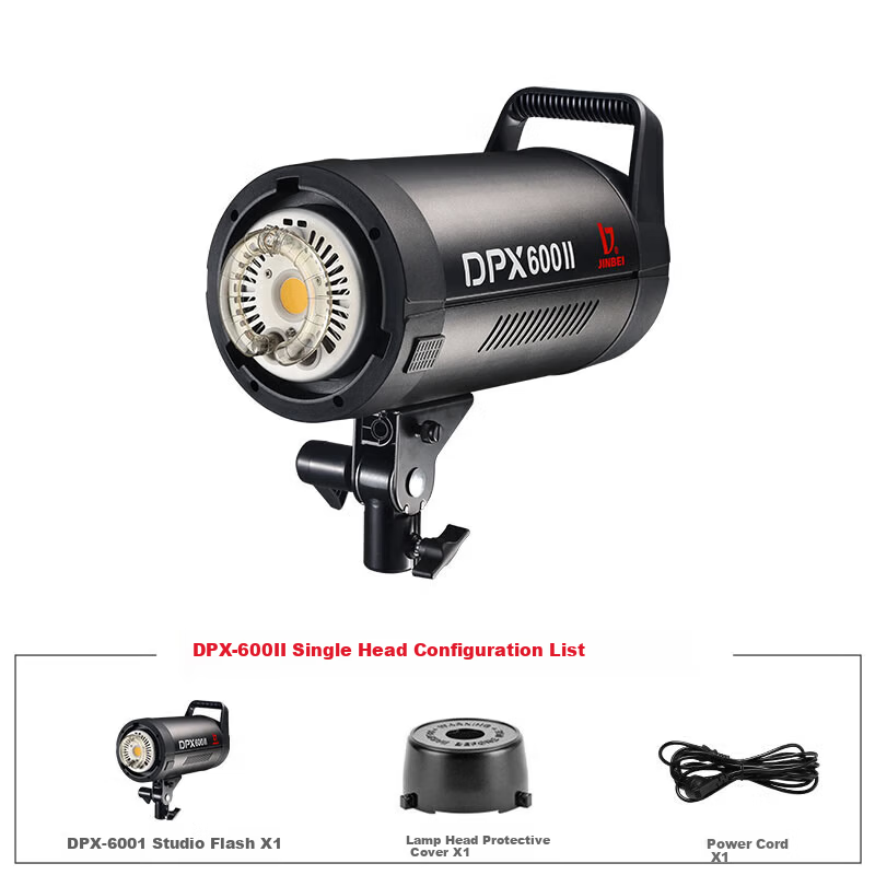 JINBEI DPX600II Professional Photography Light 600W Studio Flash Fill Light for Portraits, Models, Wedding Photography, Furniture, E-commerce, Still Life