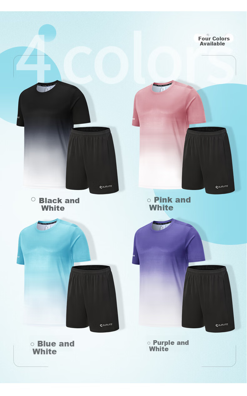 BURUITE Men's Summer Sports Set Short Sleeve Shorts Ice Silk Quick-Dry T-Shirt Athletics Training Fitness Running Basketball Badminton Apparel 2