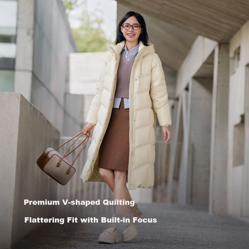 Bosideng Off-Season Women's 90% Down Oversized Extra-Long Thickened Hooded Warm Versatile Coat