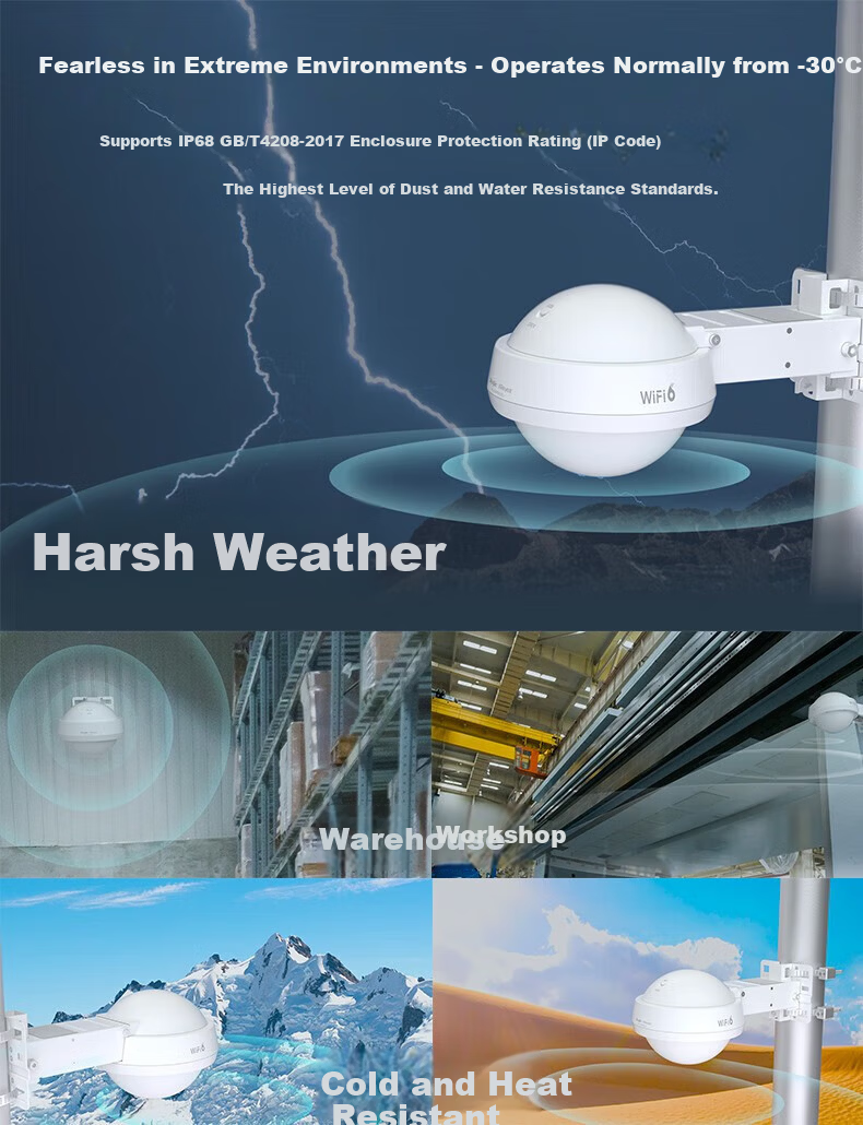 Ruijie WiFi6 Outdoor Wireless AP RG-EAP662(G) Gigabit Dual-Band 1800Mbps Smart Omni-Directional High-Power Outdoor Wireless Base Station IP68 Dustproof Waterproof 4