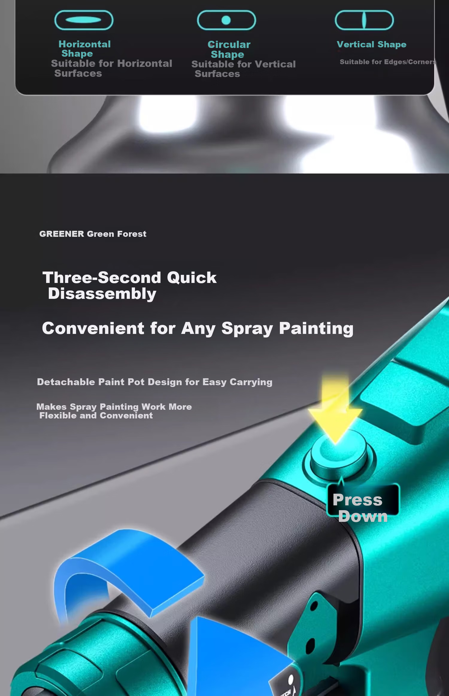 GREENER Electric Spray Gun Lithium Battery Spray Paint Machine Latex Paint Atomization Coating Sprayer [Two Batteries and One Charger] 21