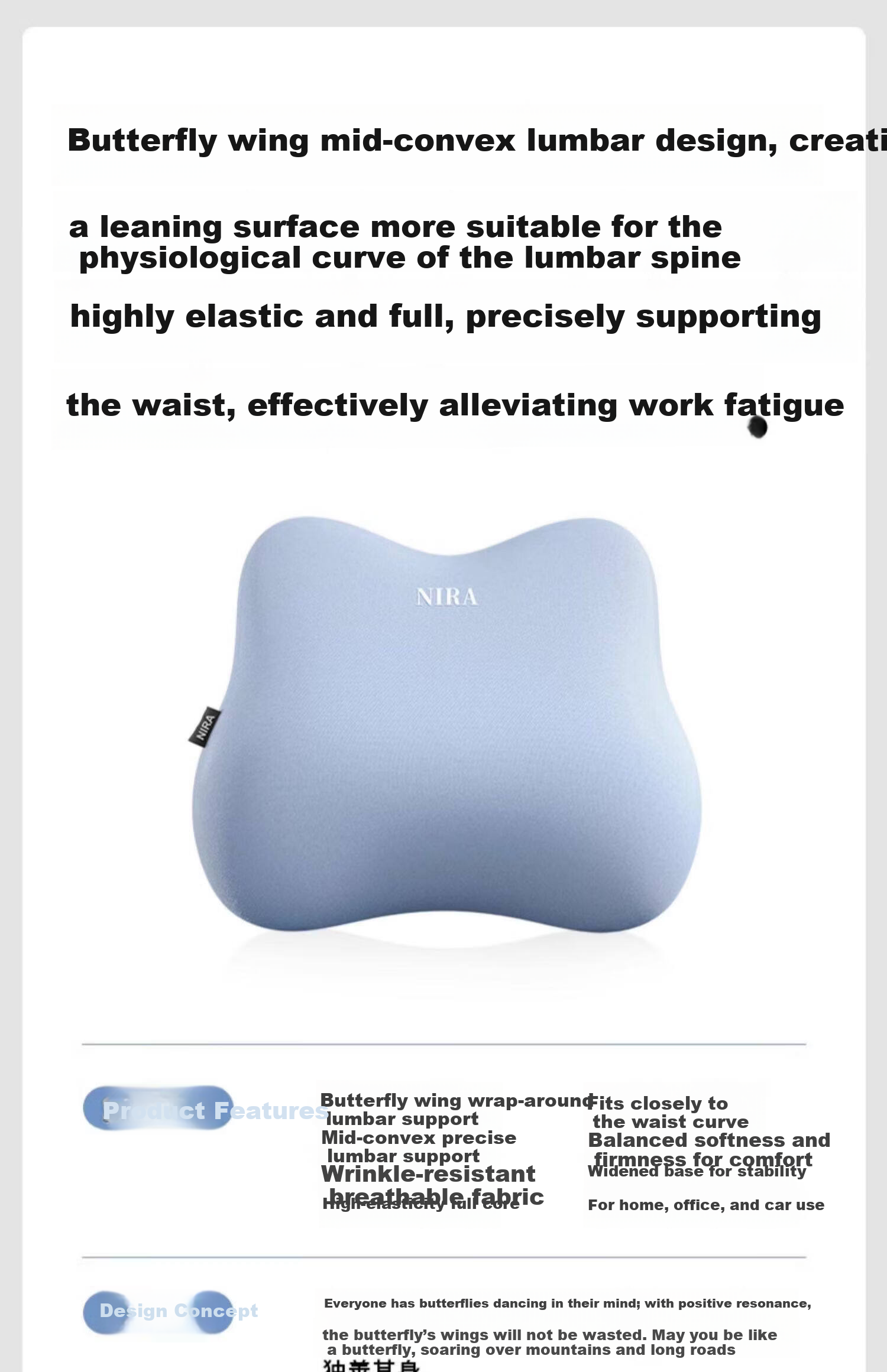 Nila Office Seat Cushion Lumbar Support Chair Pad Autumn Winter Long-term Workstation Sitting Backrest Integrated Hip Cushion Seat Pad 1