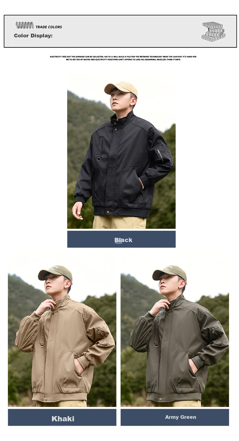 EASTERN CAMEL Men's Jacket, Spring And Autumn Casual Versatile Workwear, Pilot Stand-Collar Outdoor Fashion Coat, Men's Outerwear, Army Green, XL 5