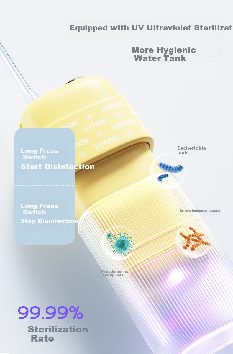 JIMOK German Portable Water Flosser Tooth Cleaner UV Sterilization Gentle Bubble Gum Care S5 Upgraded Cream White 13
