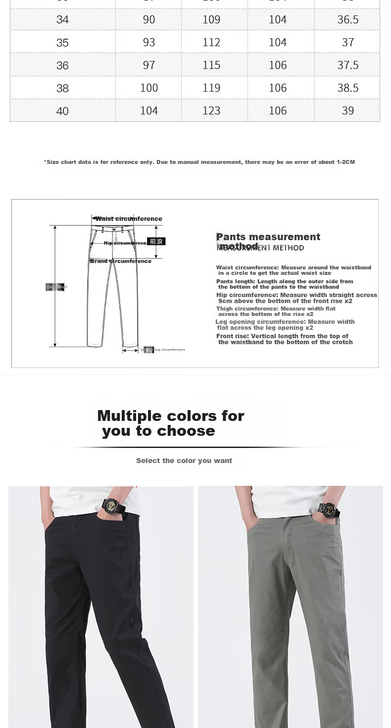 ROMON Men's Pants Spring and Autumn Pure Cotton High-Quality Versatile Durable Workwear Denim Light Business Casual Trousers Gray 31 8