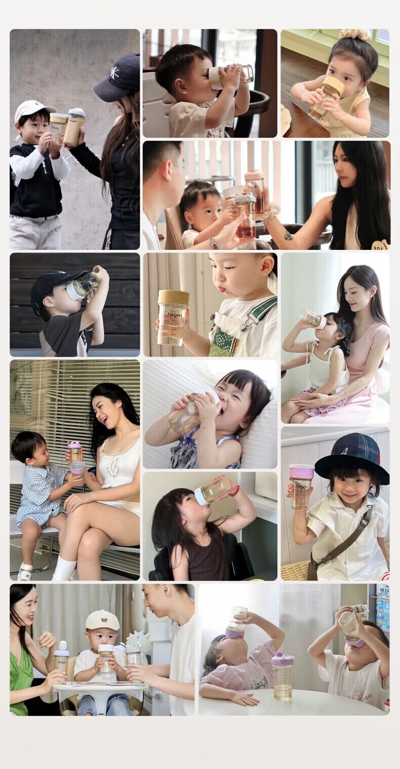 HEGEN Straw Cup Children's Training Cup Baby Direct Drinking Bottle Over 9 Months Baby Gift Set 17