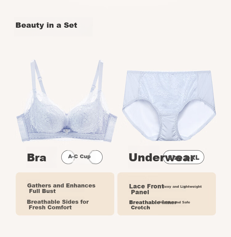 Cosmo Lady Women's Bra Set Push-Up Breathable Sexy Lace Underwear Gift 2B353I 3