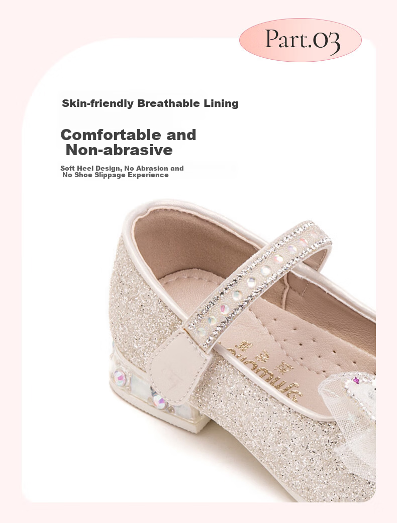Fulomi Girls Princess Shoes Spring Autumn Children's Sequin Crystal Flats Performance Dress Shoes Light Gold Size 30 5