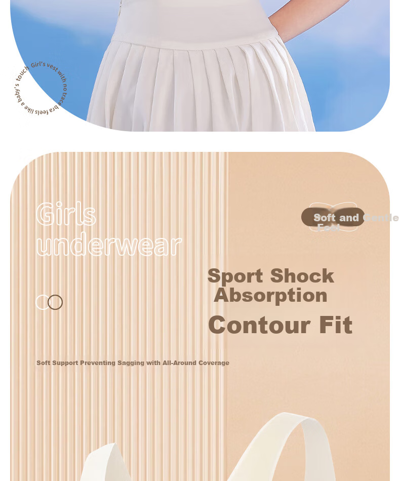 Free Style Developmental Period Girls' Underwear Junior High School Student Puberty Bra Seamless Invisible Ultra-Thin Girls' Vest 10