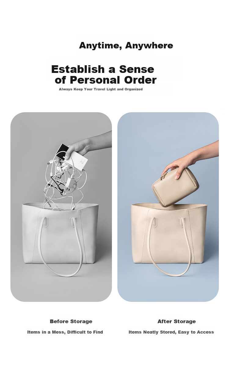 Pack All Multi-Functional Digital Accessories Storage Bag Large Capacity Charger Data Cable Organizer Accessories Bag Off-White 8