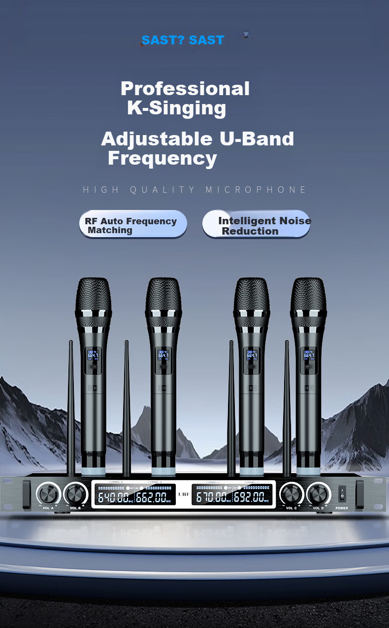 SAST OK-120 Wireless Conference Microphone One-to-Four UHF Wireless Microphone U Segment KTV Gooseneck Video Conference Anti-Interference UHF FM Microphone 100m Handheld Version 1