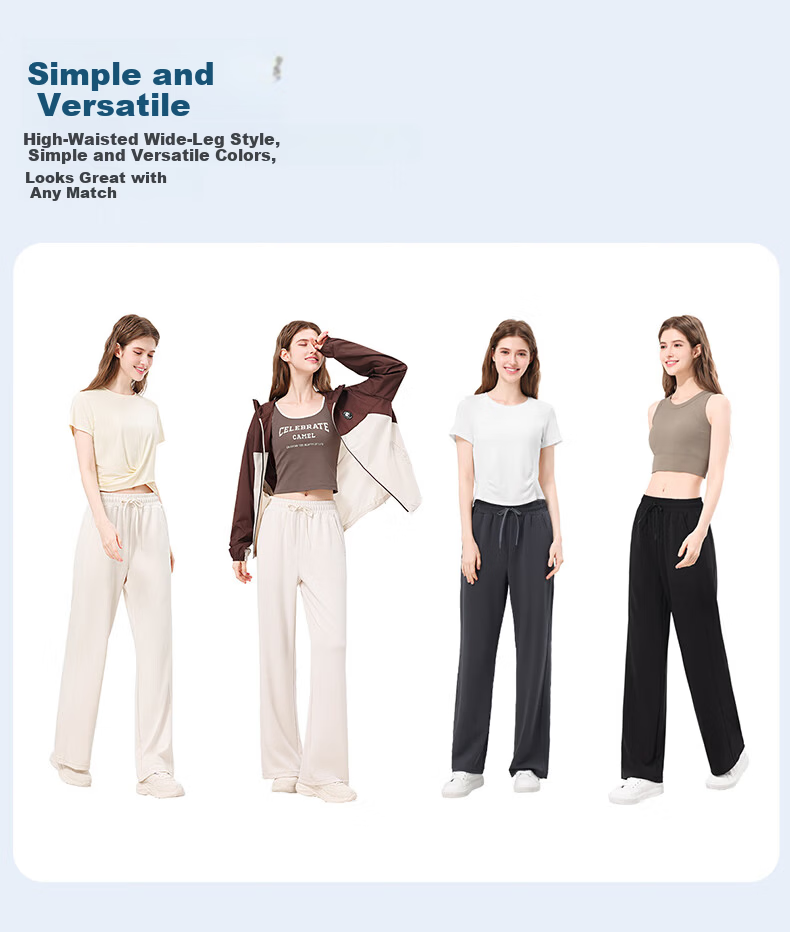 CAMEL Straight-Leg Knit Women's Pants Stretch Casual Sun-Protective Sports Trousers Y25BA0L6002 Phantom Black XXL 11