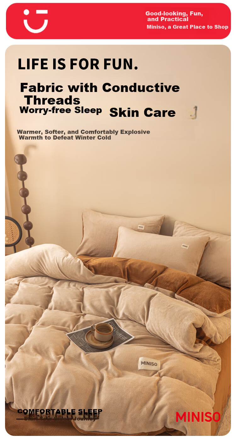 MINISO Milk Velvet Duvet Cover 150x200cm Winter Fleece Quilt Single Piece for Student Dormitory Single Bed 1.5m X 2m 2