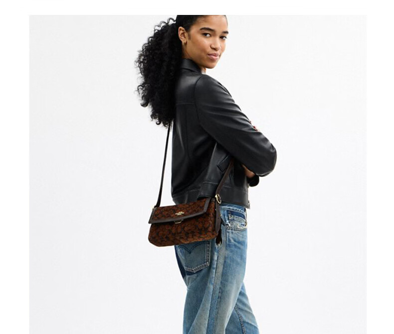 COACH Women's ETTA Classic Logo Shoulder Crossbody Bag Truffle CCV65 14