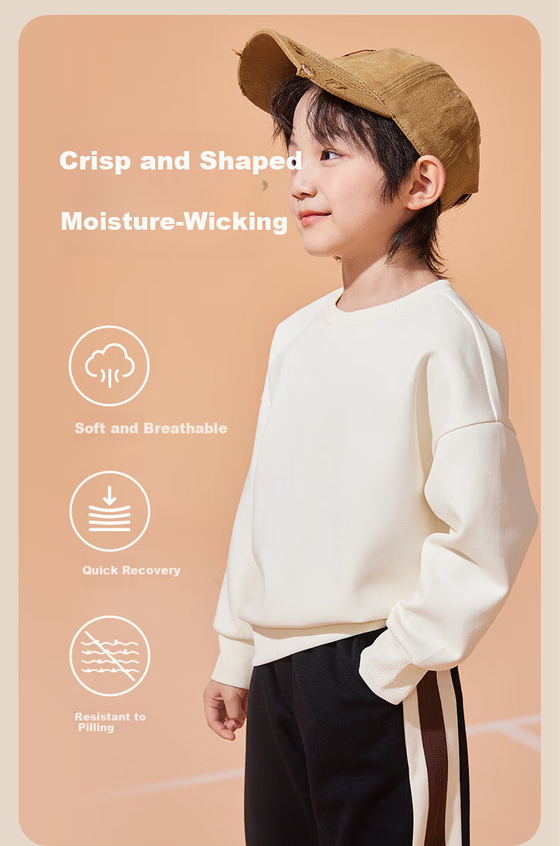 JEANSWEST Girls' Sweatshirt Spring Autumn 2025 Children's Air Layer Top Stylish Long Sleeve Loose Fit Clothes for Older Kids 8