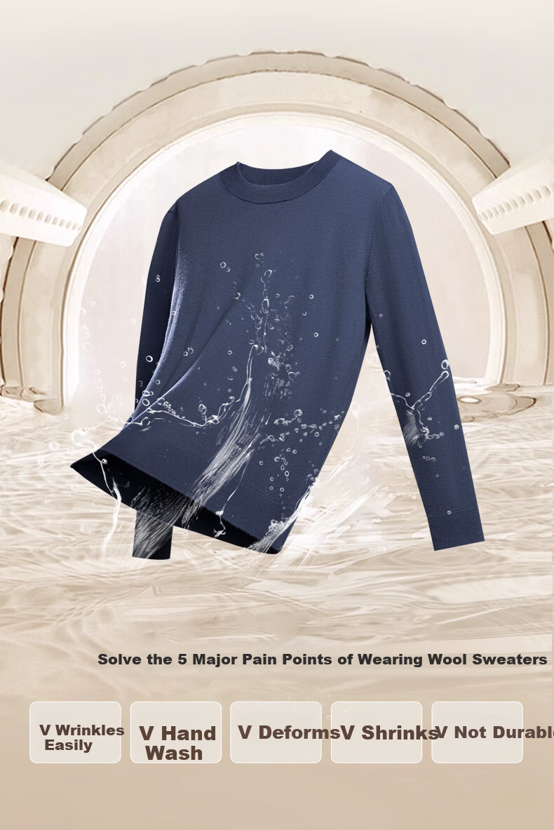 Hengyuanxiang Fine Spun Wool Thickened Half Turtleneck Men's 100% Pure Wool Winter New Knit Sweater Machine Washable 3