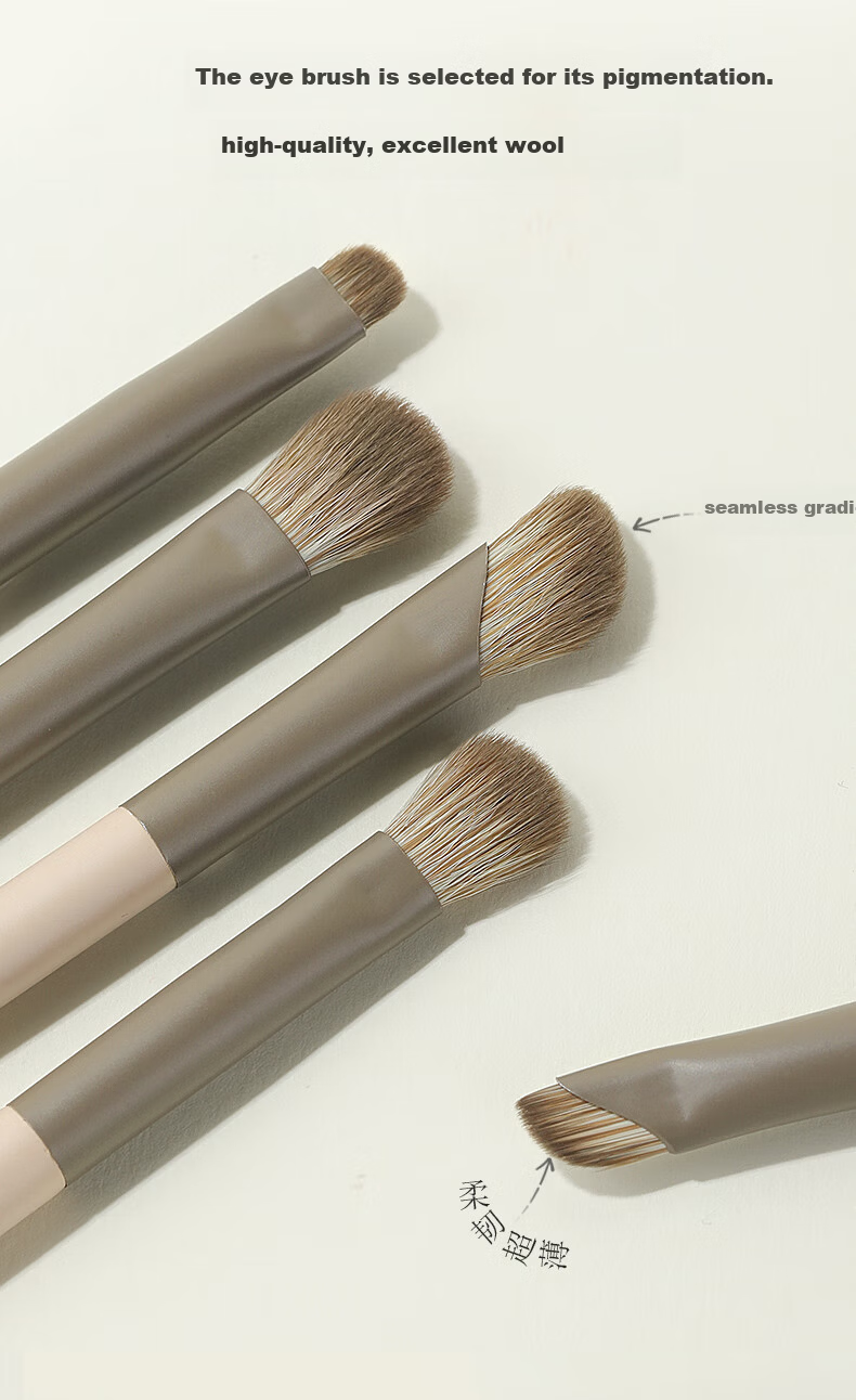 MSQ 5-Piece Pocket Eyeshadow Brush Set with Portable Storage Case Soft Blending Nose Contour Eyeliner Makeup Brushes 8