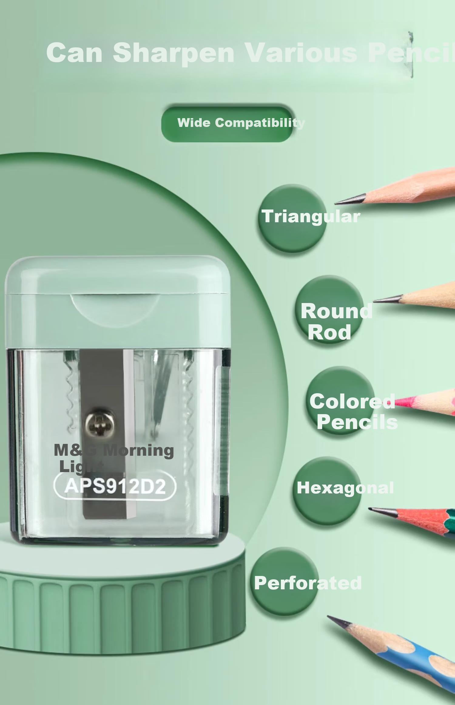 M&G Stationery Single-Hole Small Shavings Box for Elementary School Students, Pencil Sharpener, Rotary Pencil Sharpener, Lead Pencil Sharpener, Learning Supplies, Red APS912D233 7