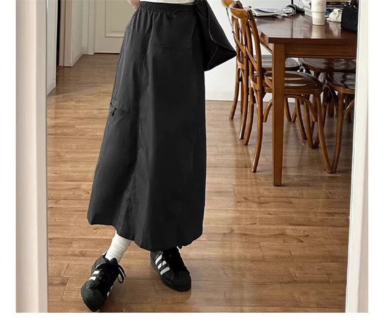 Langsha American Vintage Workwear Skirt Women Summer 2026 New High Waist Pear Shape Hip Cover Slimming Mid-Length Skirt 18