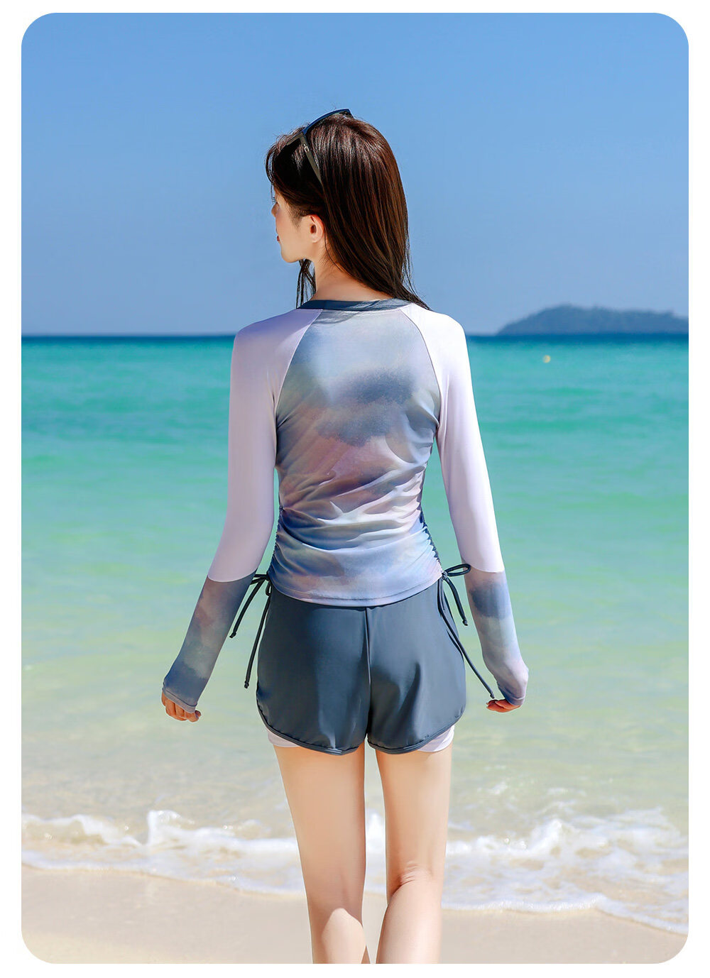 Xtep Women's Long Sleeve Conservative Two-Piece Swimwear Set with Tankini and Boyshorts, Tummy Control, Slimming Beach Vacation Swimsuit 12