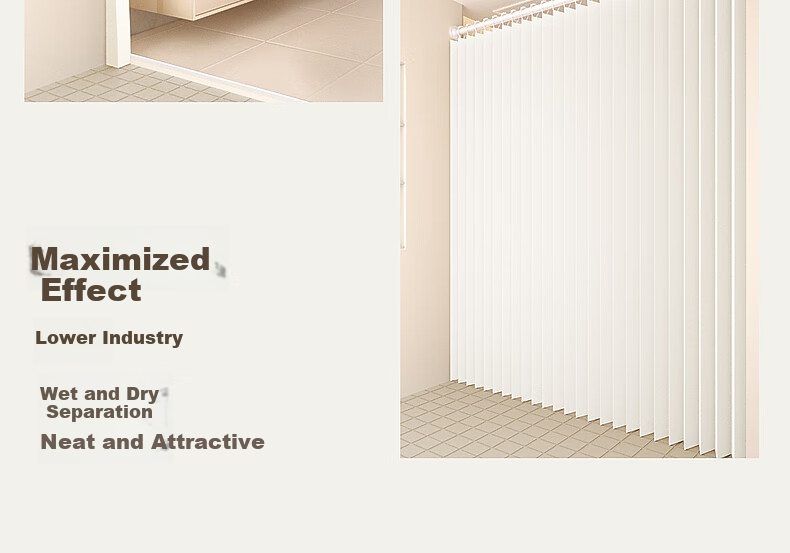 Shuixingjiafang Shower Curtain, Anti-Mold Bathroom Foldable Magnetic Partition Curtain, High-End Waterproof Fabric for Showering, Wet And Dry Separation Single Curtai 9