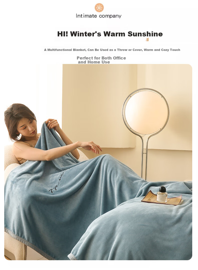 Yalu Double-Sided Thickened Milk Velvet Blanket Nap Blanket Four-Season Blanket Air Conditioning Cover Blanket 150*200cm Gray Blue 2