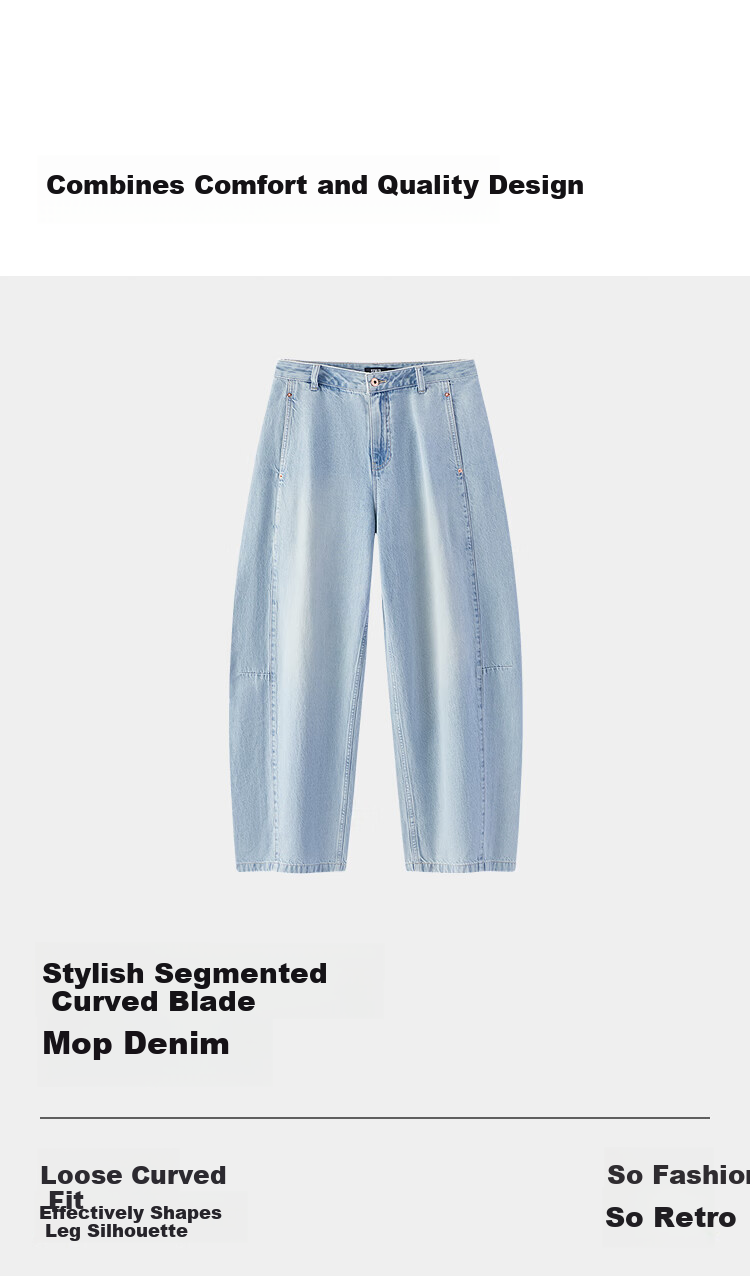 Semir Chen Duling Mall Same Style | Curved Knife Jeans for Women, Summer 2026 Loose Floor-Length Pants, Cool Feeling, 103326124012A 4