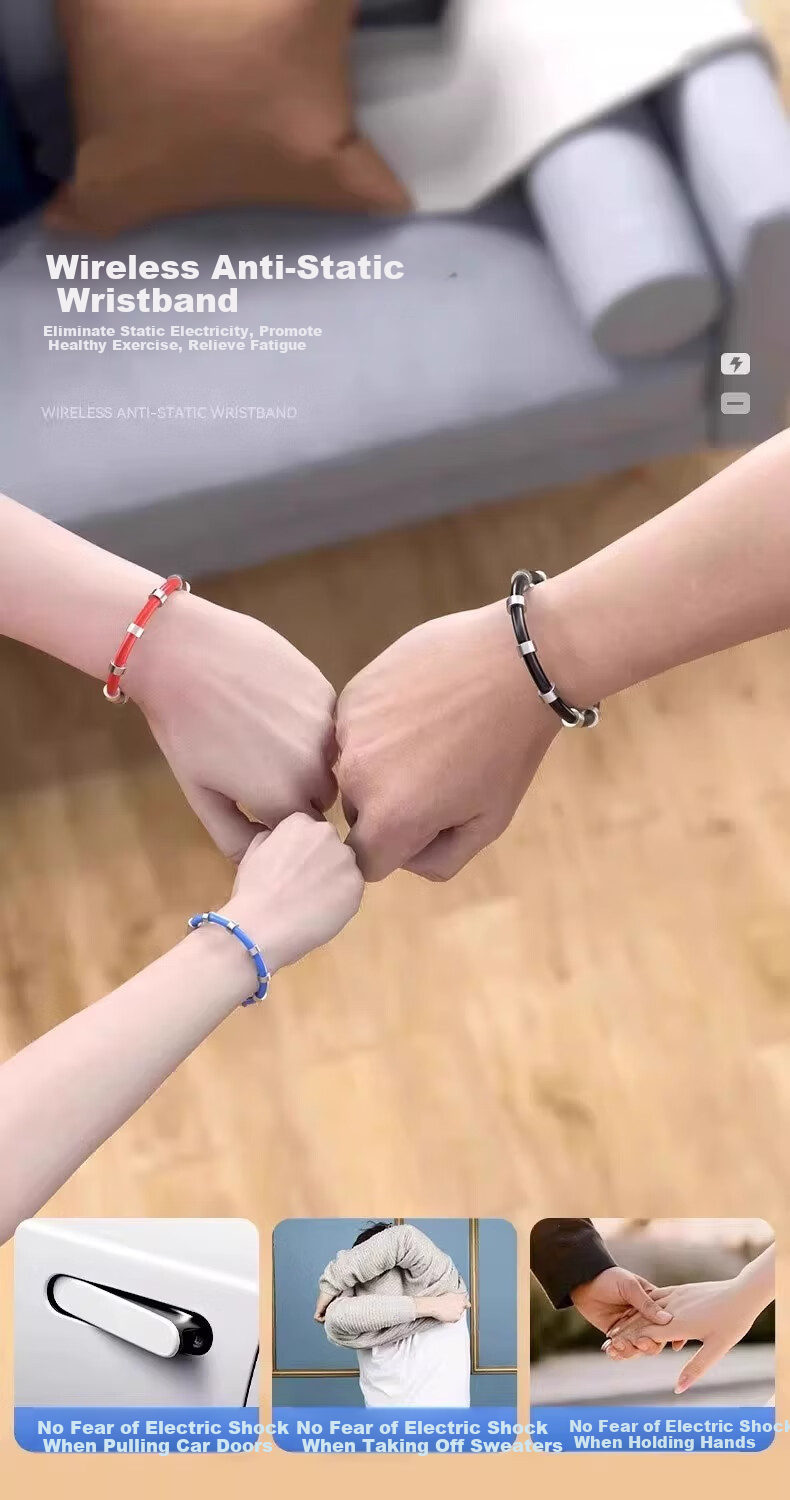 Haosikepu Anti-Static Wristband Black 8-Ring Enhanced Human Static Eliminator Wireless Autumn Winter Static Removal Bracelet 1