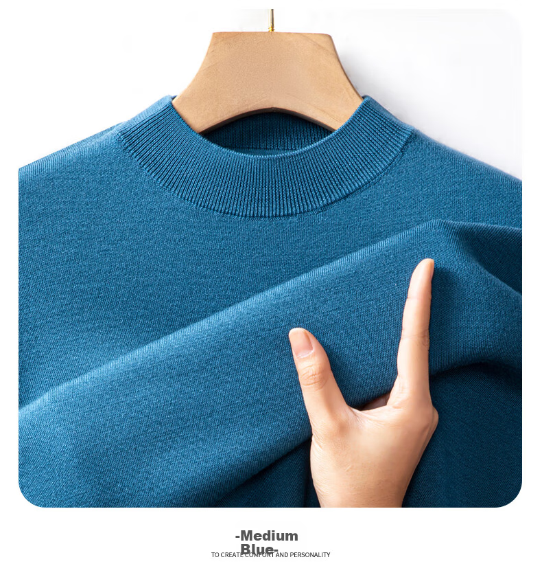 Hengyuanxiang Fine Spun Wool Thickened Half Turtleneck Men's 100% Pure Wool Winter New Knit Sweater Machine Washable 12