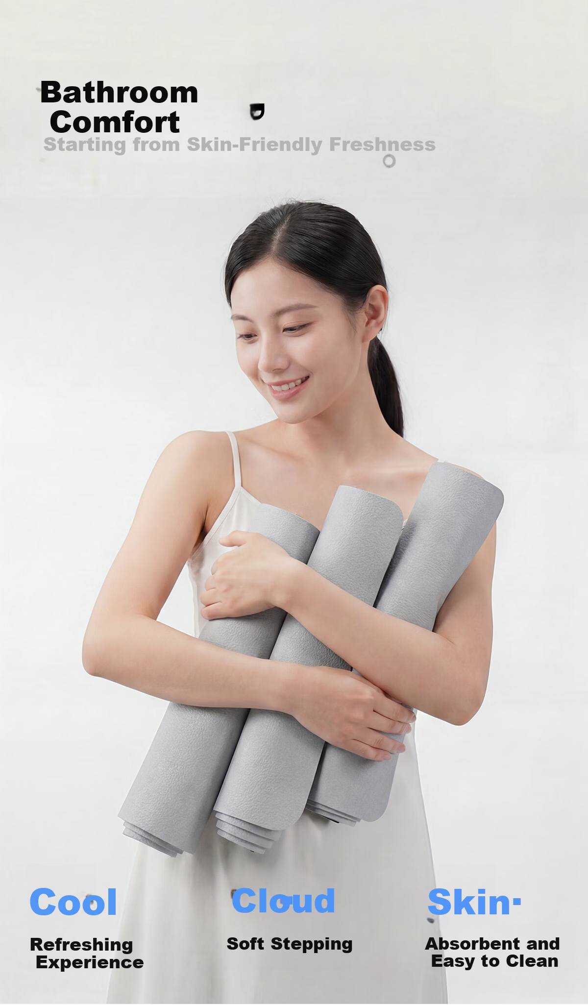 Fengliang Bathroom Absorbent Non-Slip Bath Mat Quick-Dry Thickened Floor Mat for Toilet and Washroom 3