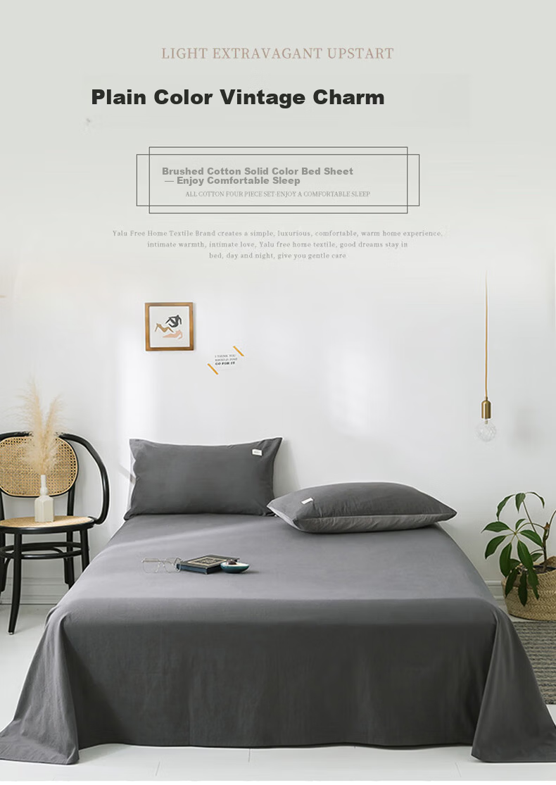 Aiwei A-Class Washed Cotton Brushed Bed Sheet Single Student Dormitory Single Quilt Cover Speed Gray 180*230cm 1