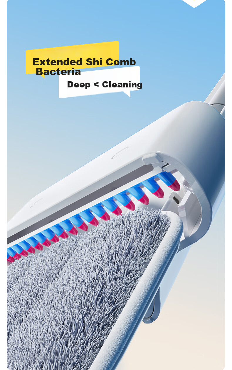 Little Seal Japanese Flat Mop 33cm with 2 Cloths, Hands-Free Washing, Household Dual-Use Wet and Dry Lazy Mop Cleaning Tool 5