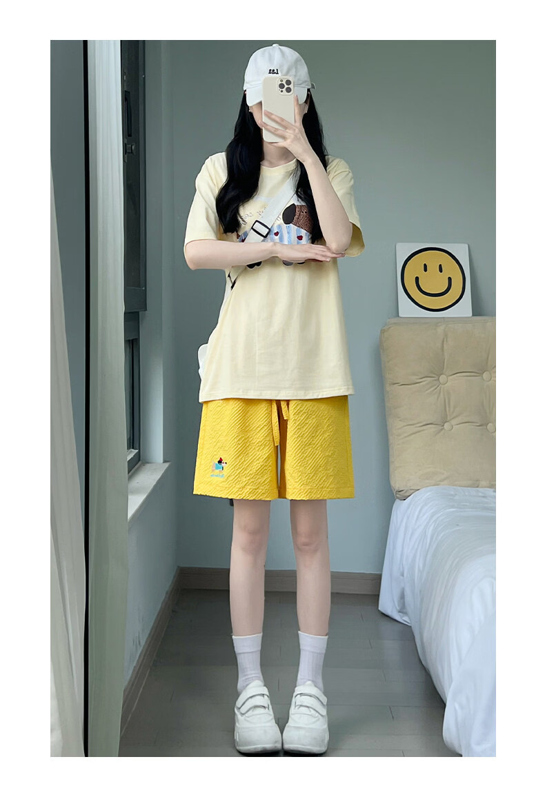 Langsha Women's Summer Thin Embroidered High-Waist Quick-Dry American Style Sports Shorts Beach Mid-Length Pants 21