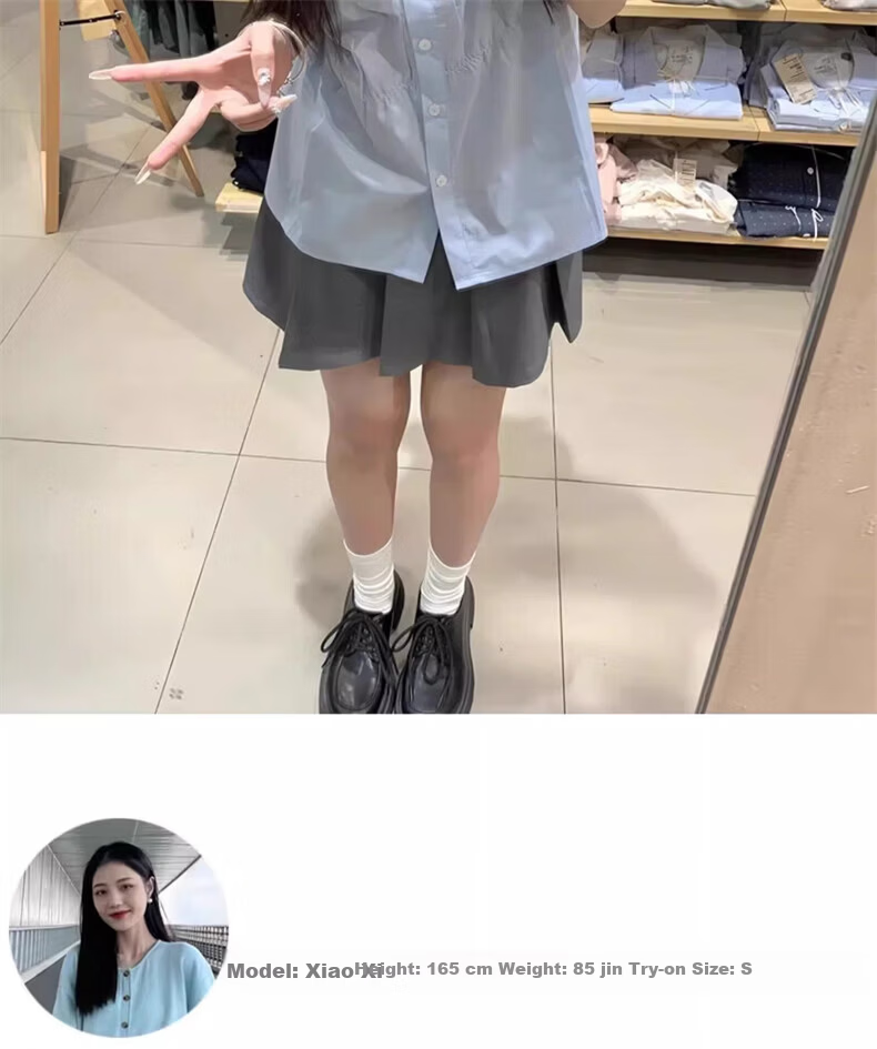 Langsha Pleated Skirt Women Spring 2026 New High Waist Slimming College Style A-Line Mini Skirt Petite JK Suit Short Skirt 3