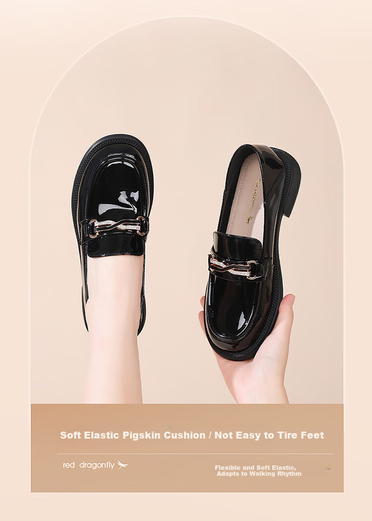 Red Dragonfly Women's Loafers New Breathable Casual Lightweight Slip-On Leather Shoes WLB354721 Black Size 35 6
