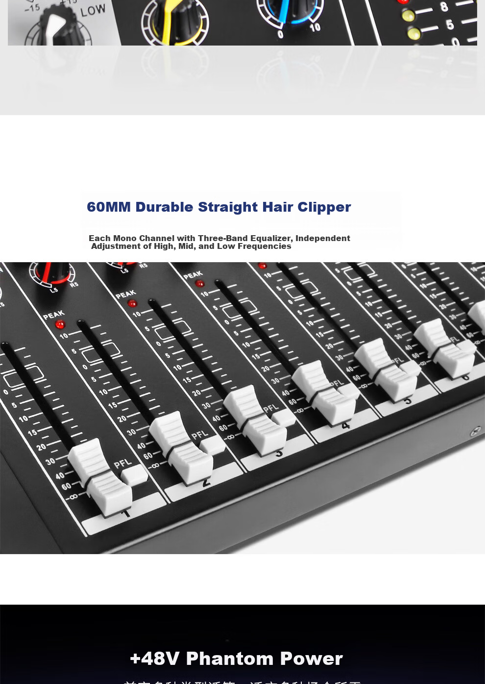 Depusheng DT8 Professional 8-Channel Mixer Stage Performance Video Conference Training Recording Live Singing Reverb USB Bluetooth MP3 Playback Multi-Channel Control Outdoor with Effects Equalizer 7