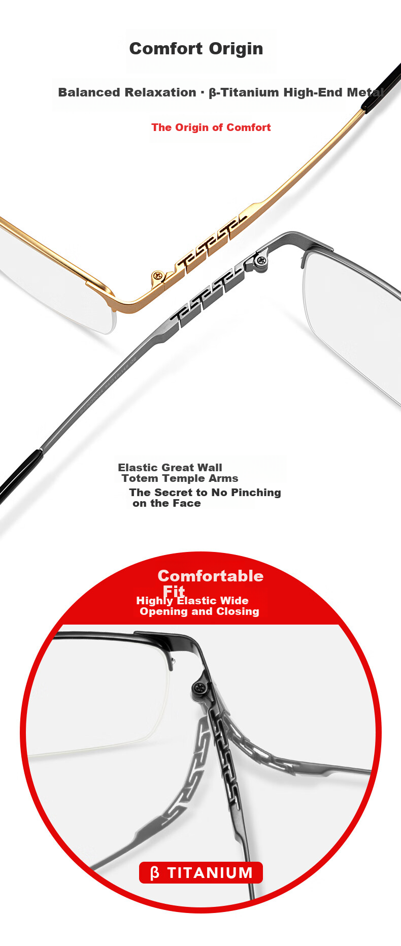 BUZZ Reading Glasses Men High-Definition Blue Light Blocking Ultra-Light Titanium Presbyopic Glasses Business Elderly NQ0024 Bright Black Frame 200 Degree 2