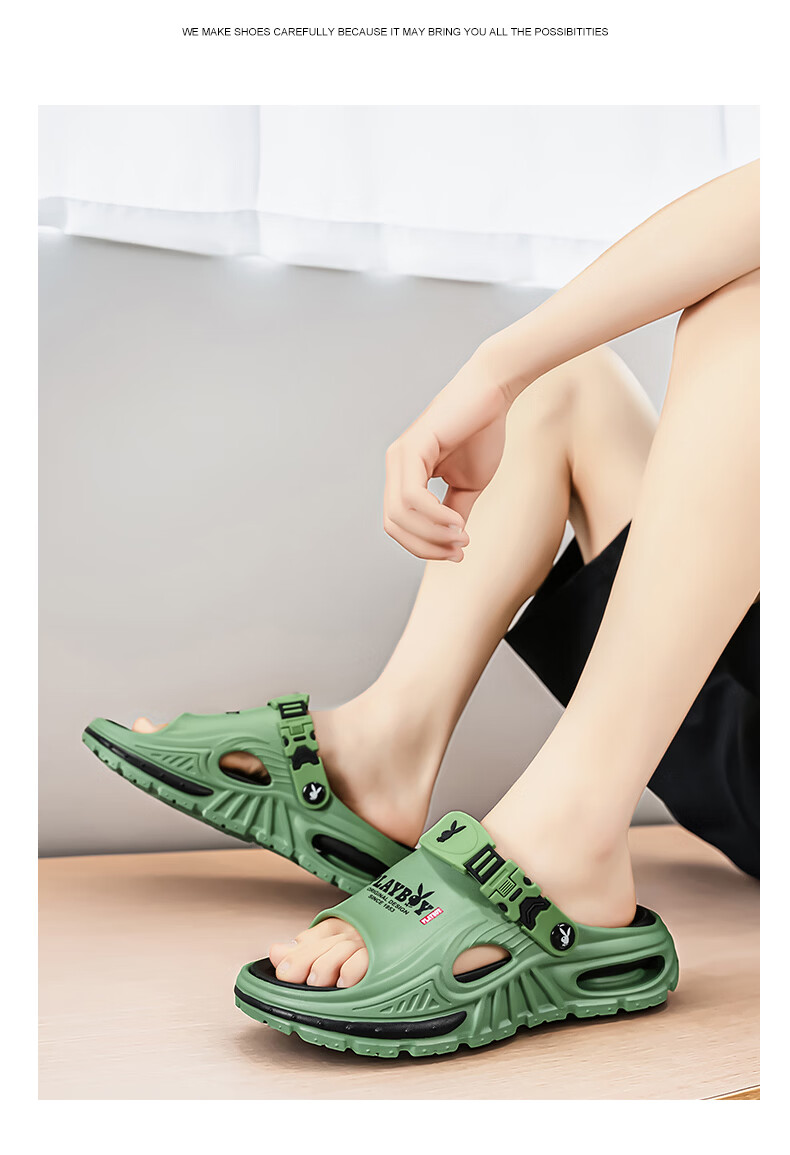 PLAYBOY 2026 Summer New Open Toe Sandals Men Soft Sole Casual Slip-On Outdoor Beach Shoes 16