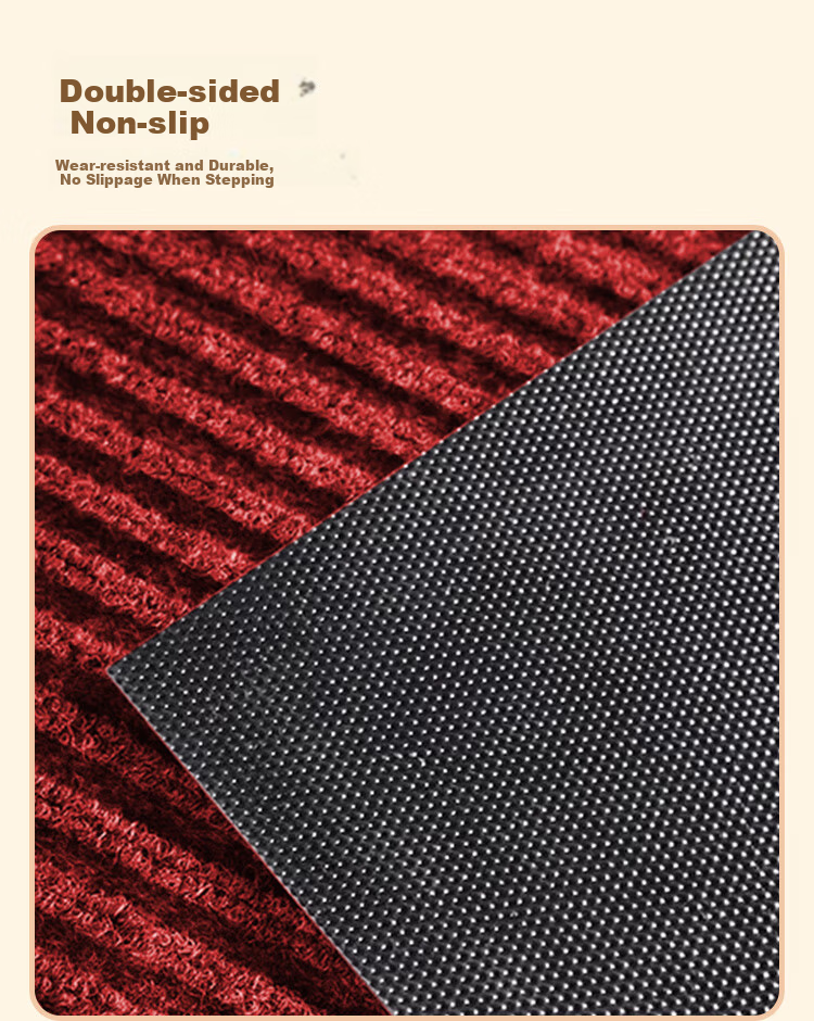 Jushi Yi Double Stripe Door Mat Entrance Hallway Mat Kitchen Absorbent Floor Mat Stair Mat 90x120cm Red 3