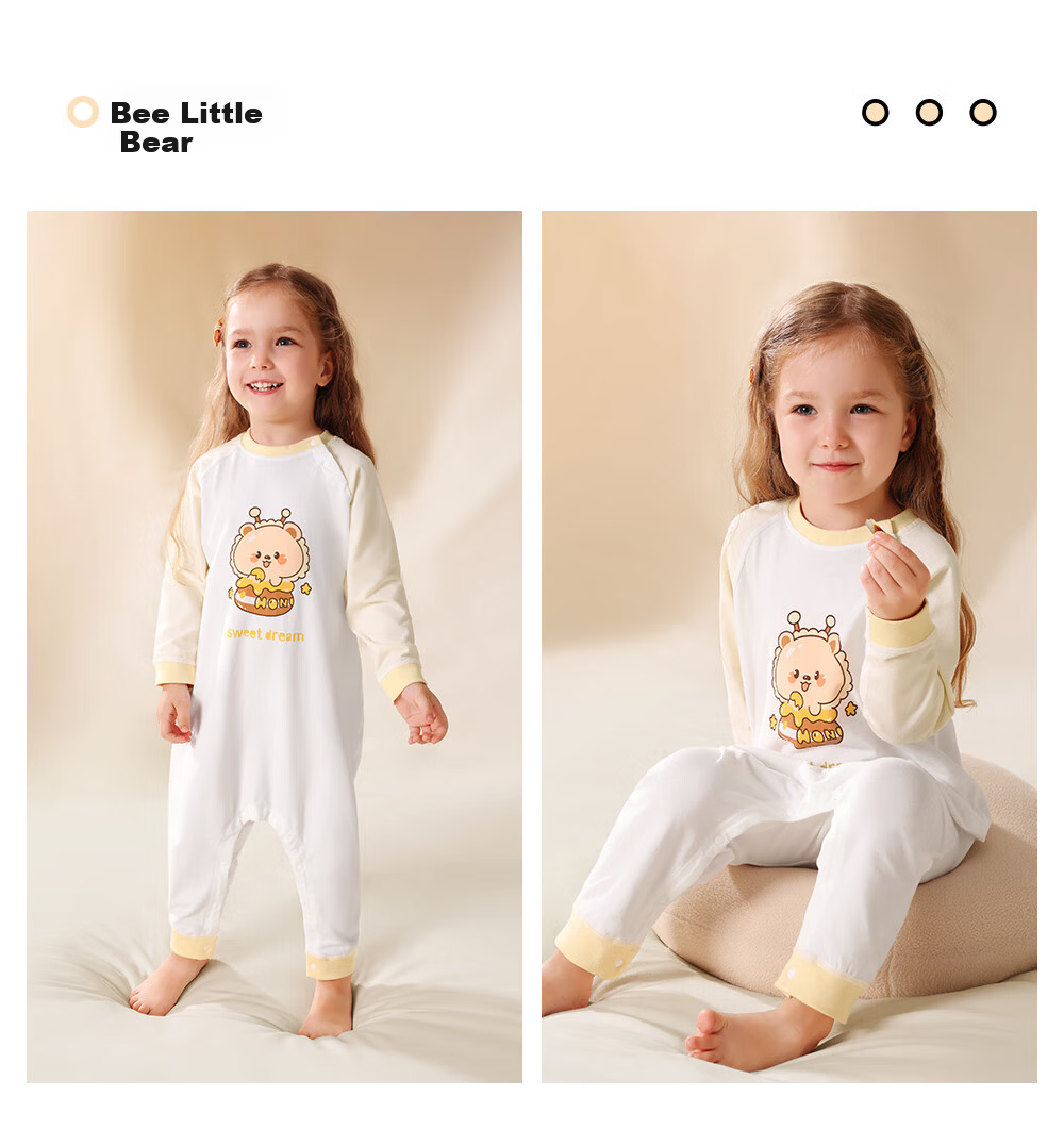 Betis Kids Spring Autumn New Pure Cotton Long Sleeve Belly Protection Unisex Children's Pajamas Homewear Jumpsuit Set 31