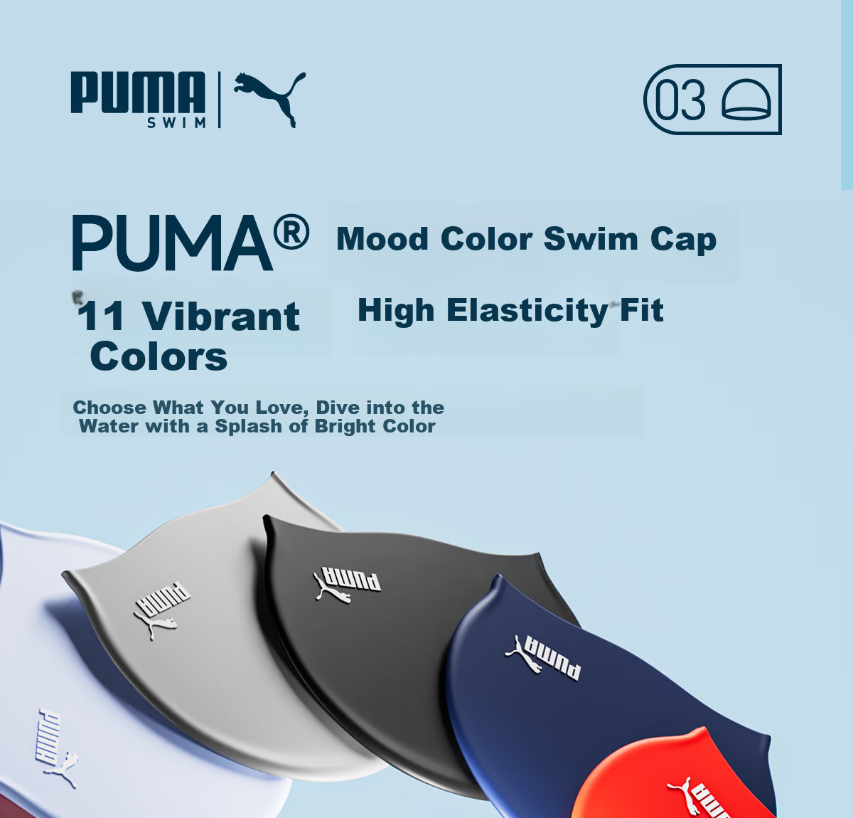 PUMA Adult Silicone Swim Cap Unisex Waterproof Non-Slip Extended Ear Protection Eco-Friendly Large Size Comfortable Fit 2