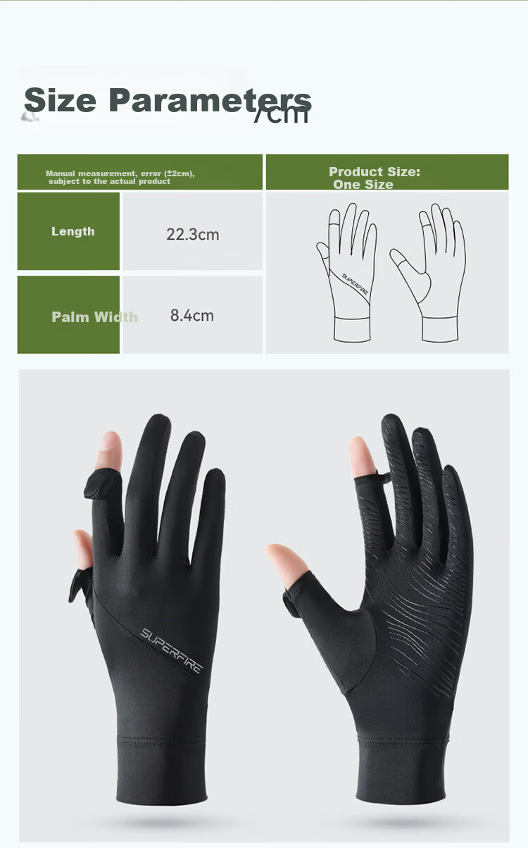 SupFire Cycling Gloves Summer Sun Protection Full Finger UV Resistant Anti-Slip Electric Bike Delivery Gloves Thin Half Finger Exposed 3